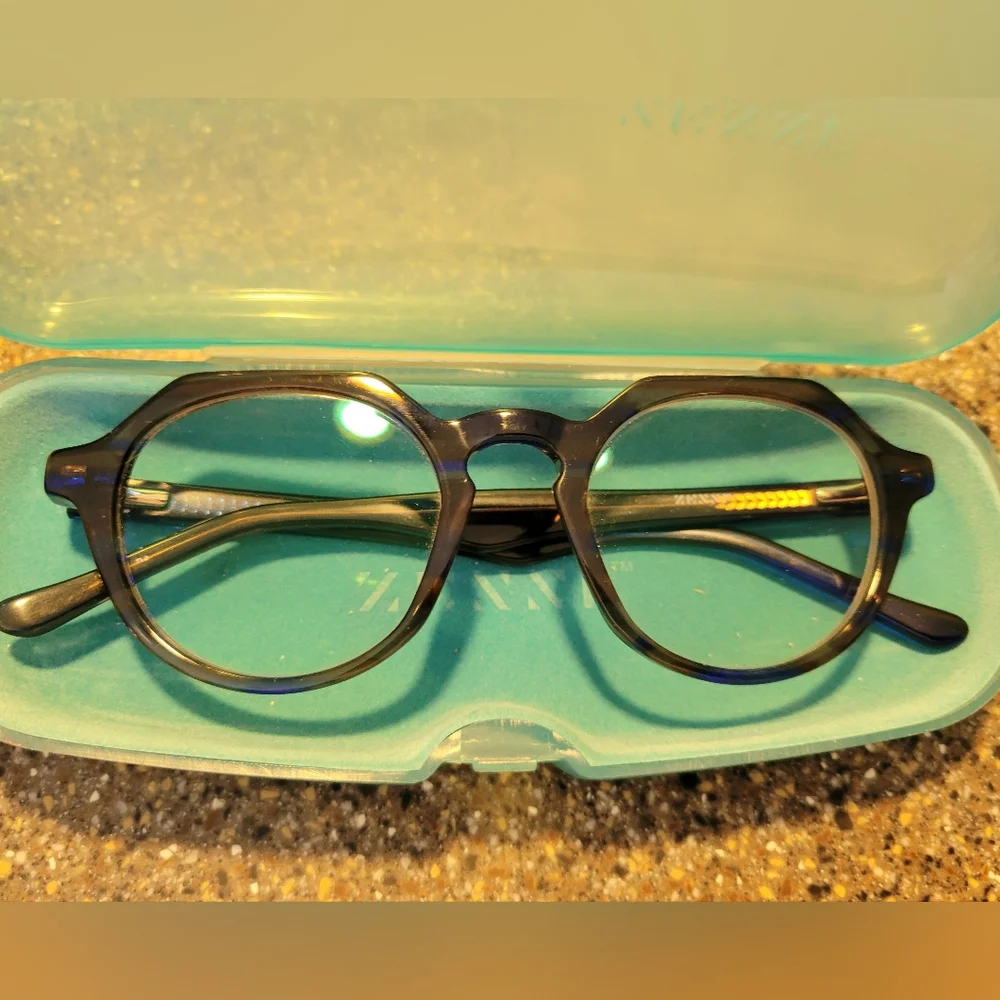 Zenni Premium Acetate Geometric Frames (4429839) + Case - Peacock Tortoise